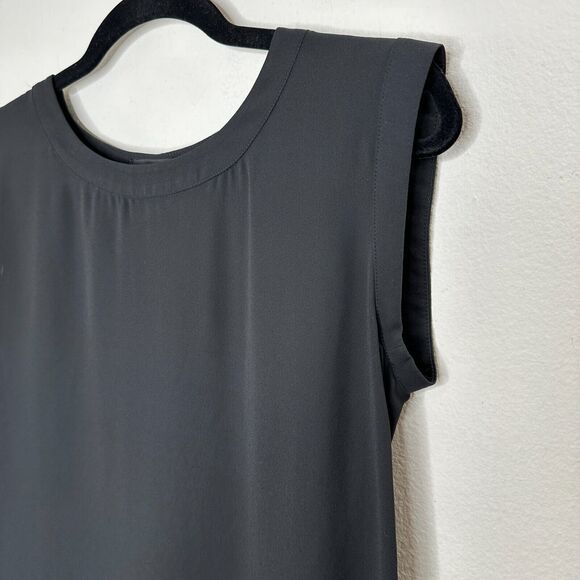 J. Crew Black Sleeveless Banded Neck and Sleeve Round Hem Side Slit Blouse 0 - Picture 3 of 10